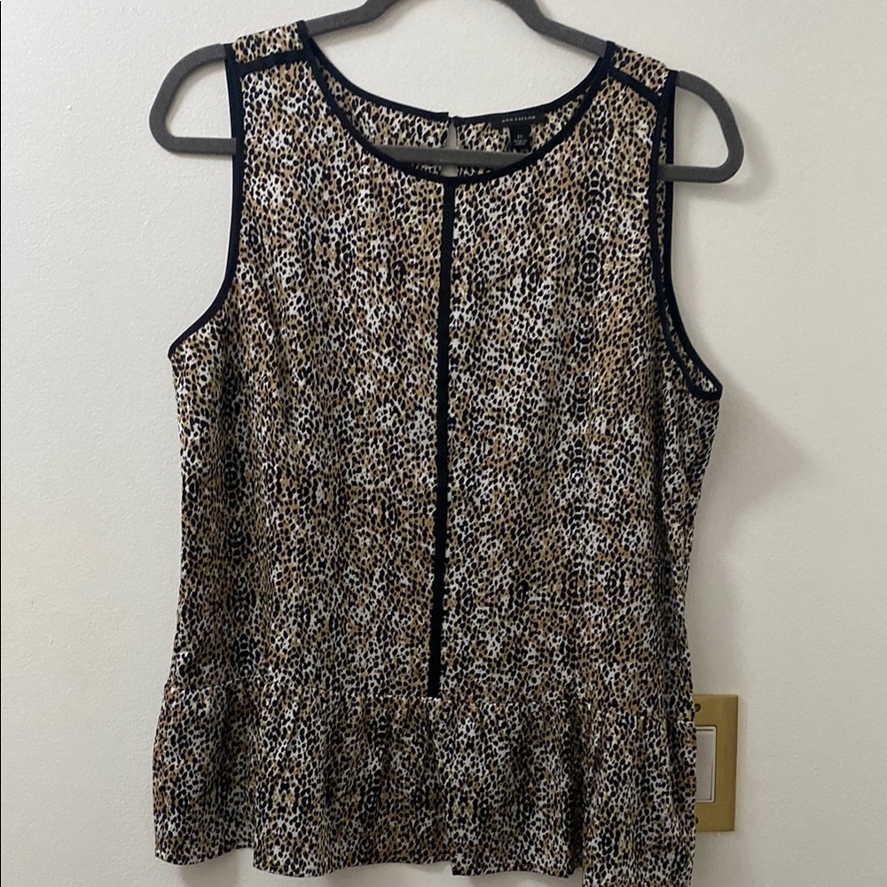 Ann Taylor Black and Brown Animal Print Blouse